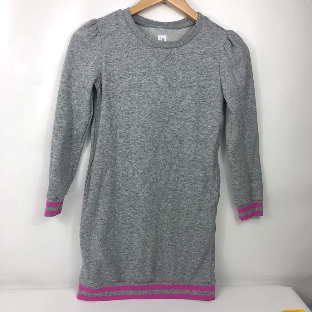 Gap Girl Knit Tunic Top Dress Gray Pink sz large